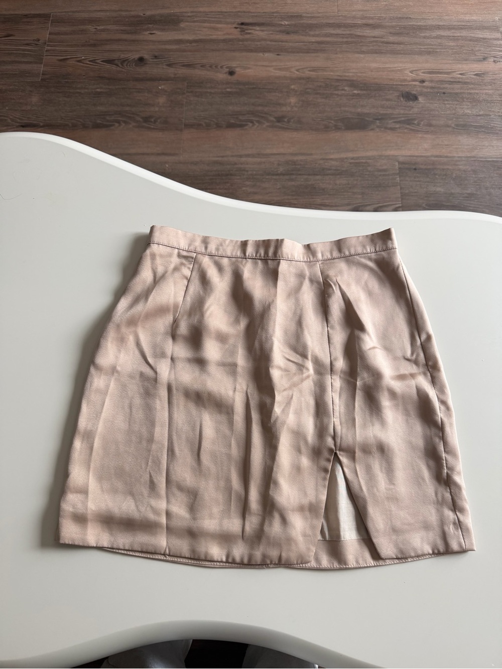 Olivaceous Blush Mini Skirt with Front Slit